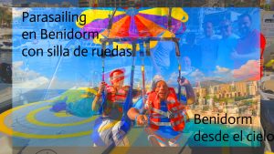 Miguel y Eva volando en parasailing por Benidorm