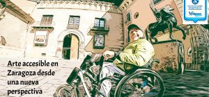 Miguel con su silla de ruedas frente al museo Pablo Gargallo
